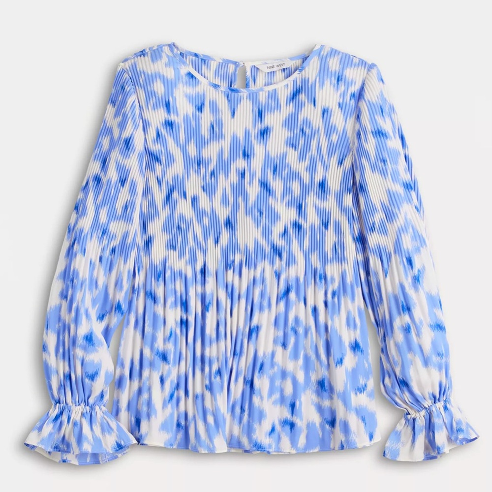 Nine West Long Sleeve Pleated Blouse